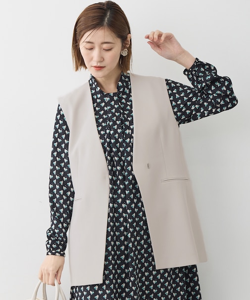 【セットアップ対応/洗える】トリアセダブルジョーゼット ジレ