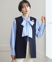 【セットアップ対応/洗える】トリアセダブルジョーゼット ジレ