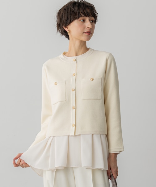 【洗える】ベロアニット カーディガン