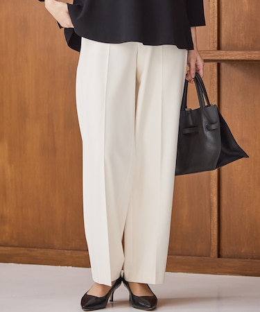 【滝沢眞規子さん着用/洗える】ウォームストレッチ ワイド パンツ