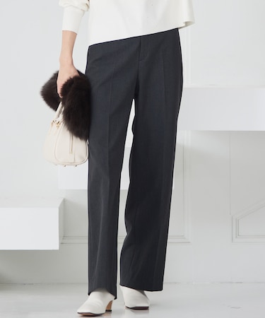 【滝沢眞規子さん着用/洗える】ウォームストレッチ ワイド パンツ
