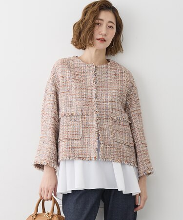 GIOLICAツイード ノーカラー ジャケット