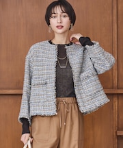 GIOLICAツイード ノーカラー ジャケット