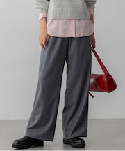 【一部先行予約/洗える】ハイカウントフラノ ドロスト ワイド パンツ