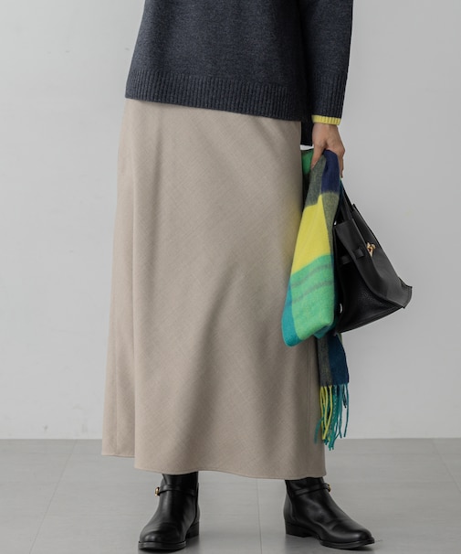 【洗える】ハイカウントフラノ フレア スカート