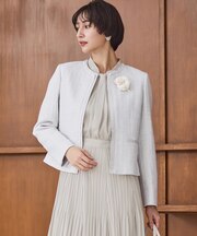 【セットアップ対応】ライトシャインツイード ノーカラージャケット