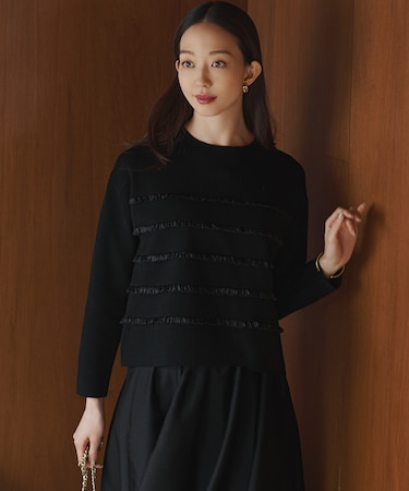 【WEB&一部店舗限定/滝沢眞規子さん着用】フリルボーダー ニット