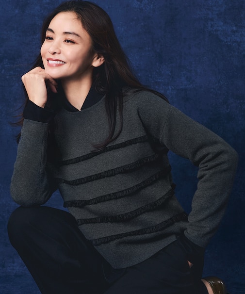【WEB&一部店舗限定/滝沢眞規子さん着用】フリルボーダー ニット