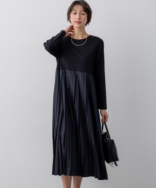 ニットセットアップ プリーツコンビ ワンピース