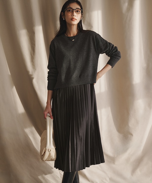 ニットセットアップ プリーツコンビ ワンピース｜ニジュウサンクの通販