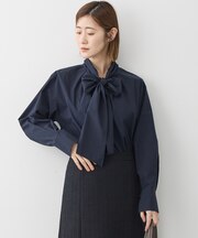 【洗える】ストレッチライトタイプライター ボウタイブラウス