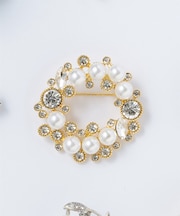 ビジューMIX サークル ブローチ