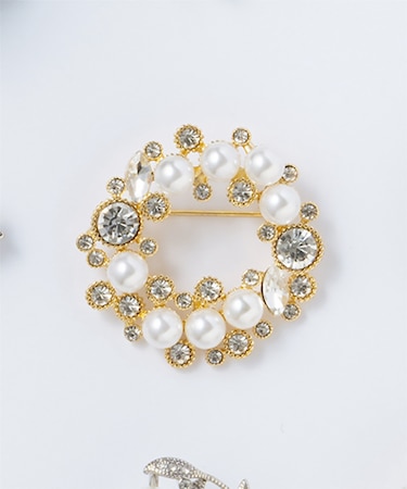 ビジューMIX サークル ブローチ