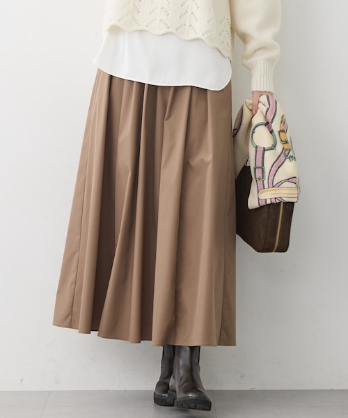 撥水加工/洗える】ブライトタフタ タック スカート｜ニジュウサンクの