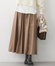 【先行予約/撥水加工/洗える】ブライトタフタ タック スカート