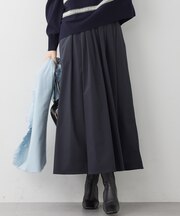 【先行予約/撥水加工/洗える】ブライトタフタ タック スカート