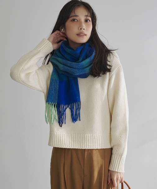 【洗える】ウールカシミヤ パフスリーブ ニット