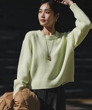 【洗える】ウールカシミヤ パフスリーブ ニット