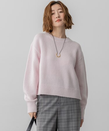 【洗える】ウールカシミヤ パフスリーブ ニット
