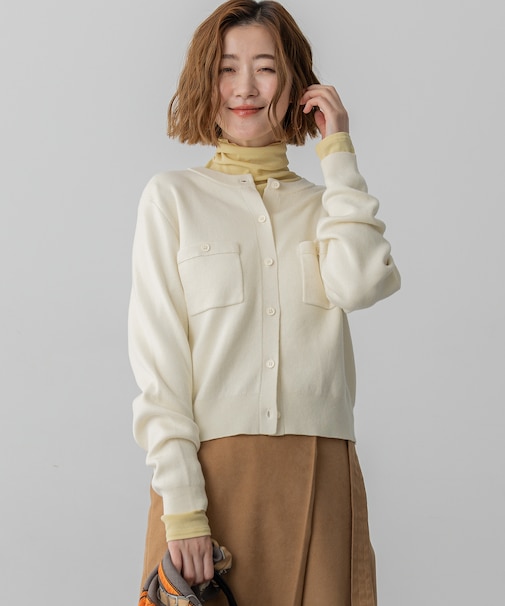 【滝沢眞規子さん着用】コットンカシミヤ ポケット カーディガン