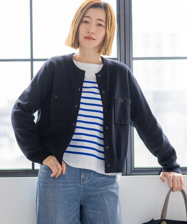 【滝沢眞規子さん着用】コットンカシミヤ ポケット カーディガン