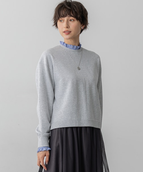 【WEB＆一部店舗限定】クリアコットンテリー ストライプフリル スウェット