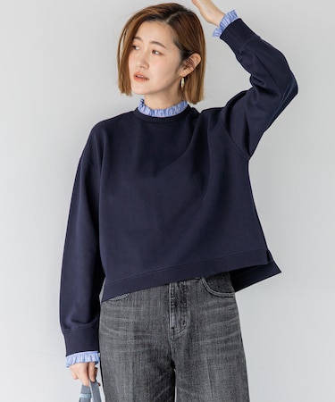 【WEB＆一部店舗限定】クリアコットンテリー ストライプフリル スウェット