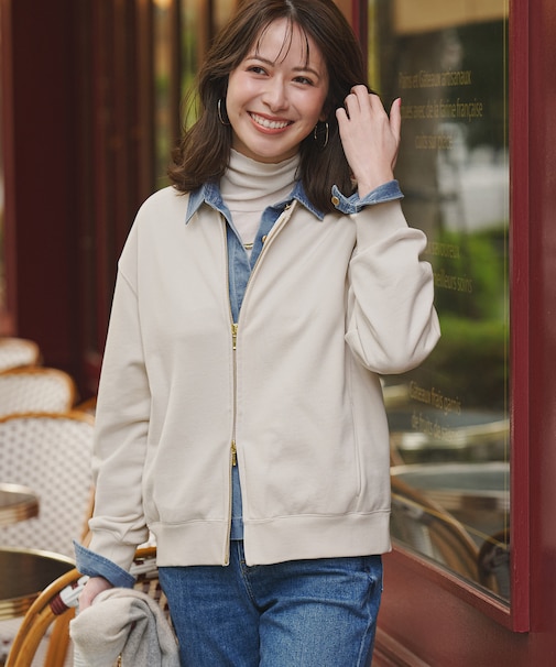 【WEB＆一部店舗限定】クリアコットンテリー ダブルジップ ブルゾン