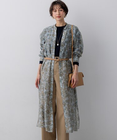 Ericaキャラコ  ペイズリープリント シャツワンピース