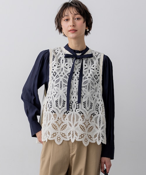 エンブロイダリーレース ニットベスト｜ニジュウサンクの通販｜&mall