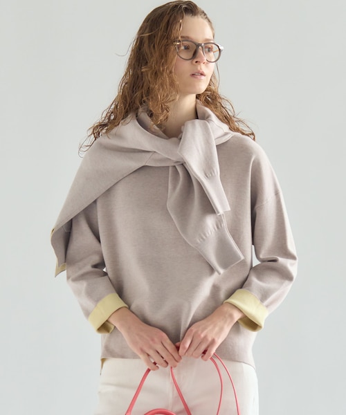 23区<新品タグ付>長袖シャイニーニット モスグリーン系 サイズ38 洗える】カシミヤブレンド ハイネック ニット （ニット・セーター