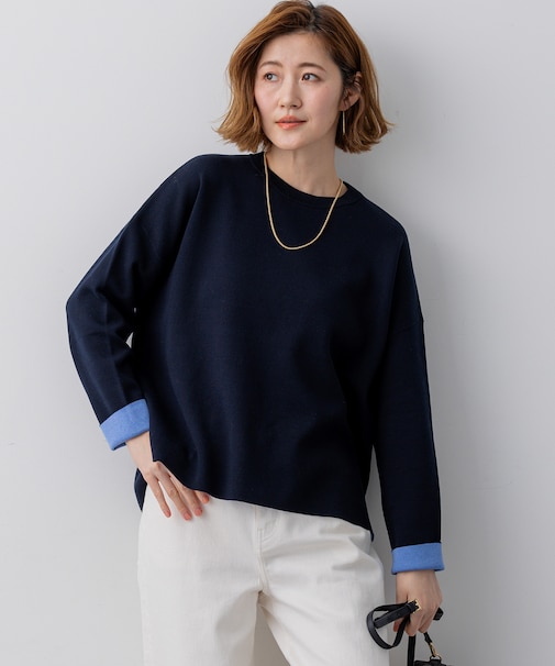 バイカラーダブルフェイス ニット