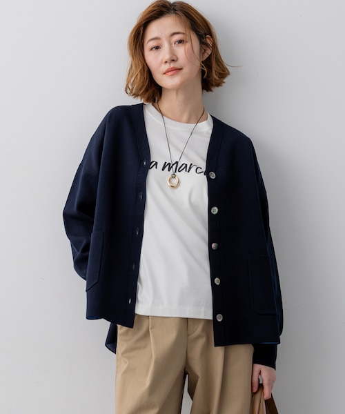 バイカラーダブルフェイス ニット カーディガン｜ニジュウサンクの通販