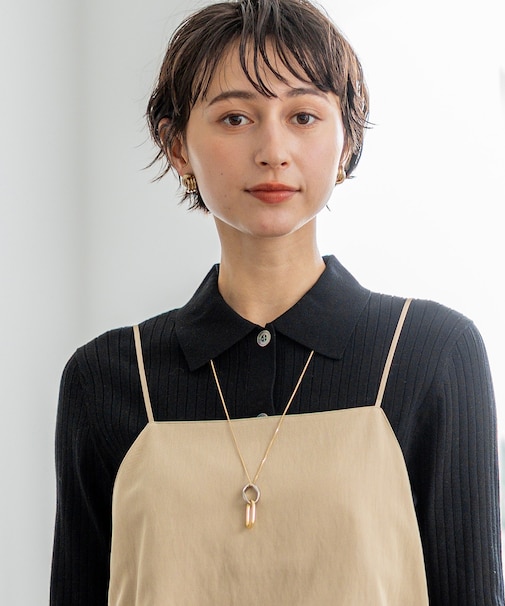 コンビカラー リング ネックレス