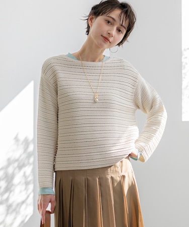 コットンギマ ボートネック ニット