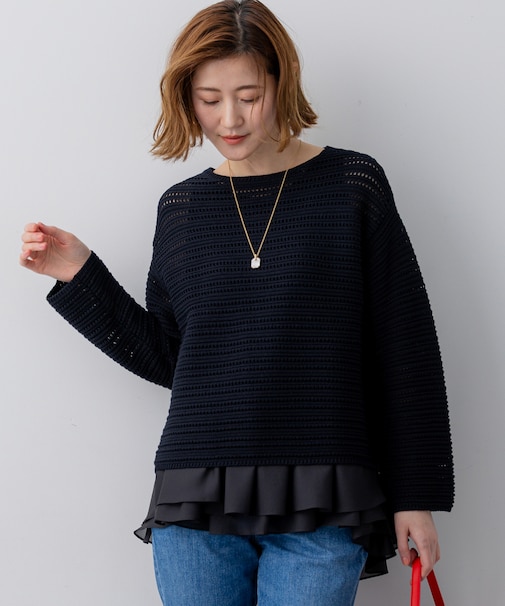 コットンギマ ボートネック ニット