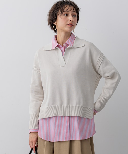 コットンギマ スキッパー ニット