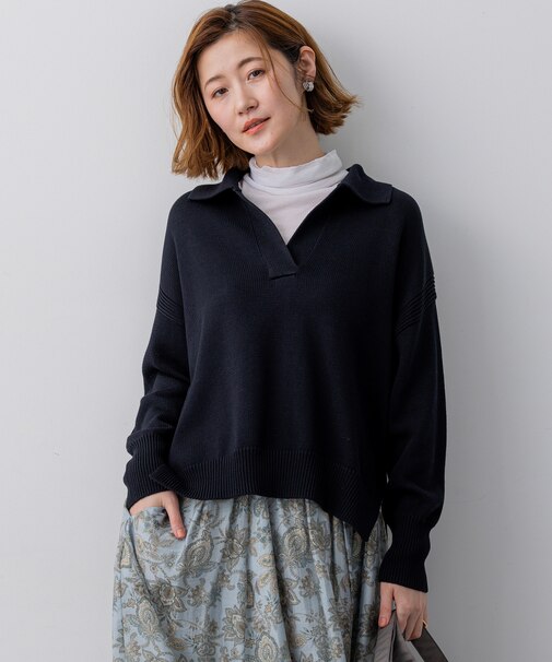 コットンギマ スキッパー ニット