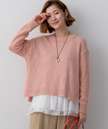 コットンコードミックス クロップド ニット