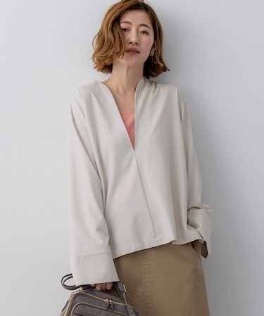 コンパクトツイル Vネック カットソー