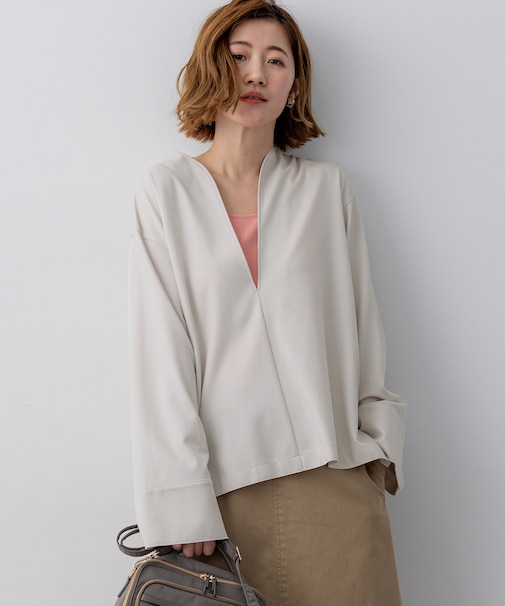 コンパクトツイル Vネック カットソー