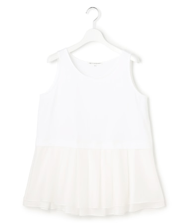 ナチュラルコットンベア シアーペプラム タンクトップ