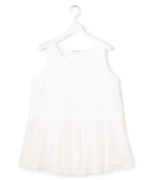 ナチュラルコットンベア シアーペプラム タンクトップ