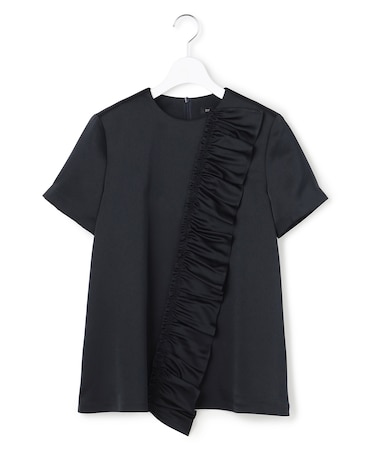 【APPLAUDIR】クリアダブルサテン フリルデザイン ブラウス