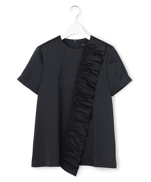 【APPLAUDIR】クリアダブルサテン フリルデザイン ブラウス