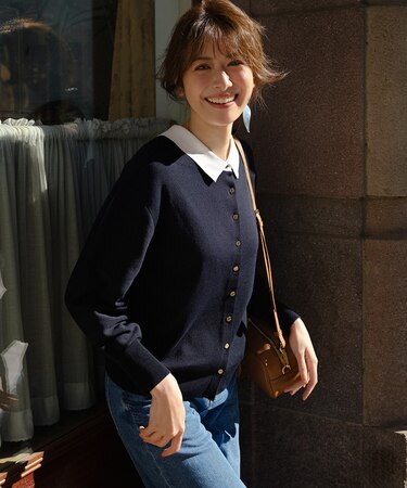 【WEB&一部店舗限定】バイカラーデザイン 2WAY ニット