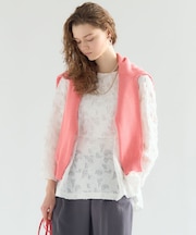 ボタニカル カットジャガード ペプラムブラウス