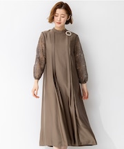 【APPLAUDIR】ノーブルサテン リボンブーケレースコンビ ドレス