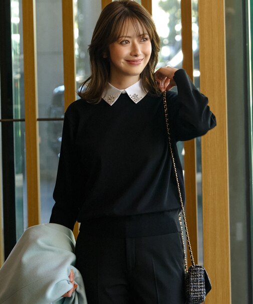 【WEB&一部店舗限定】ビジューデザイン 2WAY ニット