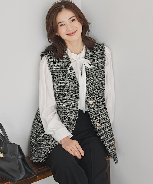 GIOLICAツイード フォルム ジレ